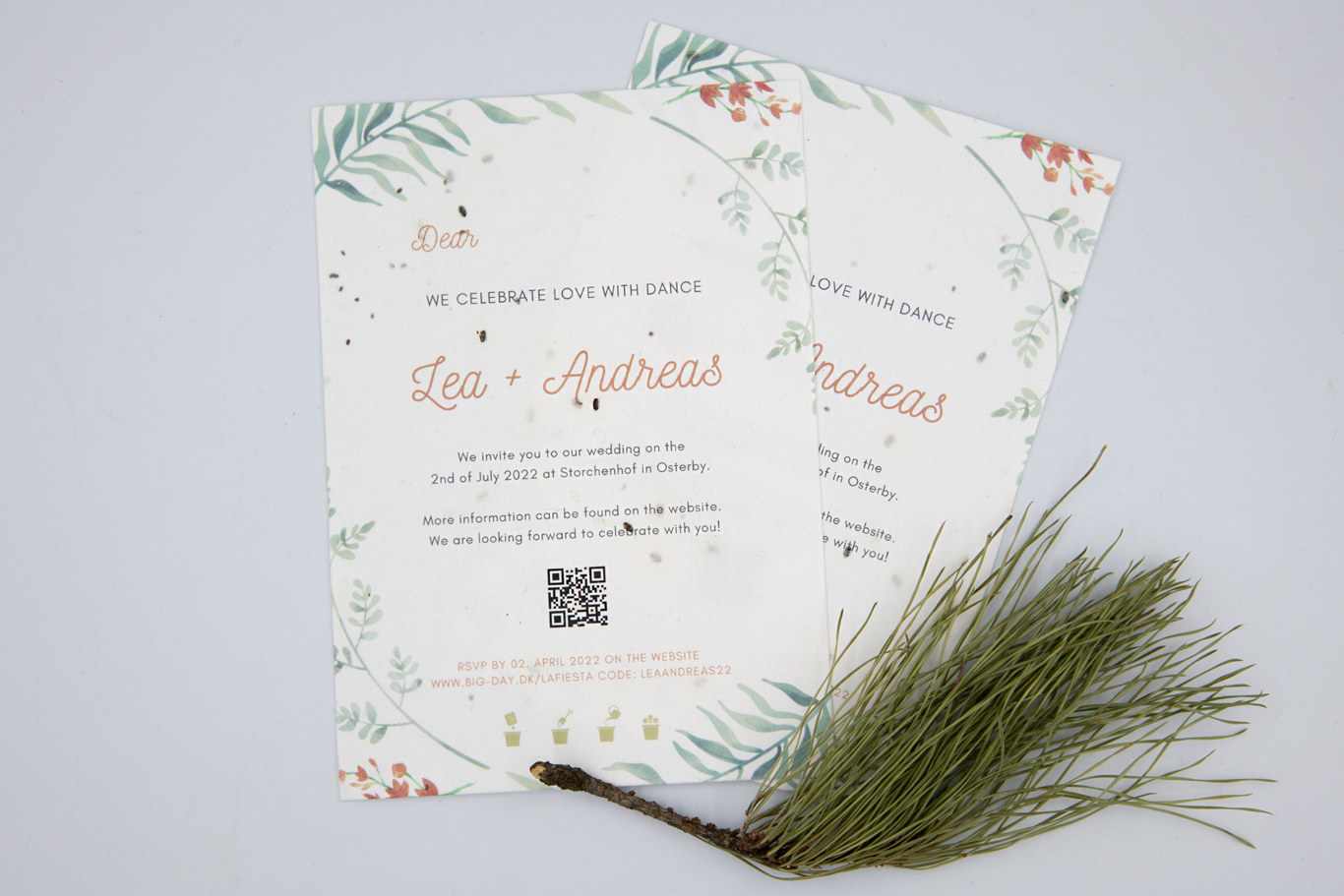 invitacion de boda plantable en papel con semillas